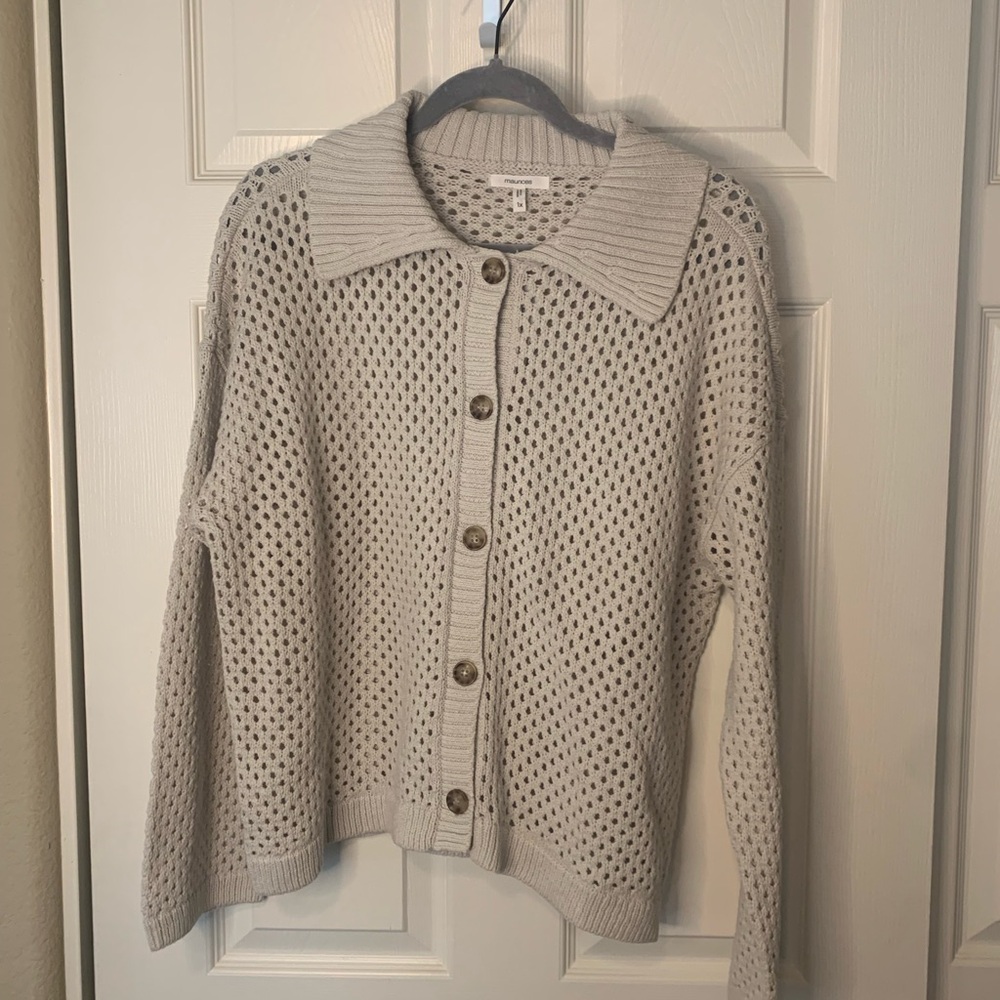 Maurices Beige Button-Up Open Weave Cardigan NWT 1X